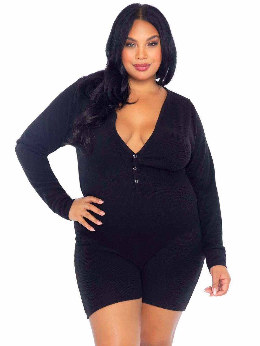 leg Avenue - Sweet Dreams Long Johns Romper - BLACK